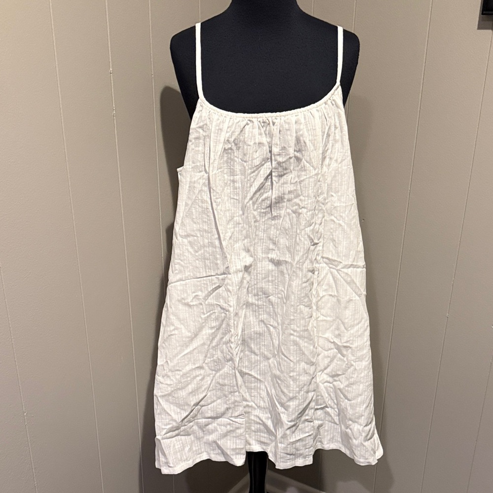 B33 Shade & Shore Women XL White Swim Slip Coverup Pockets